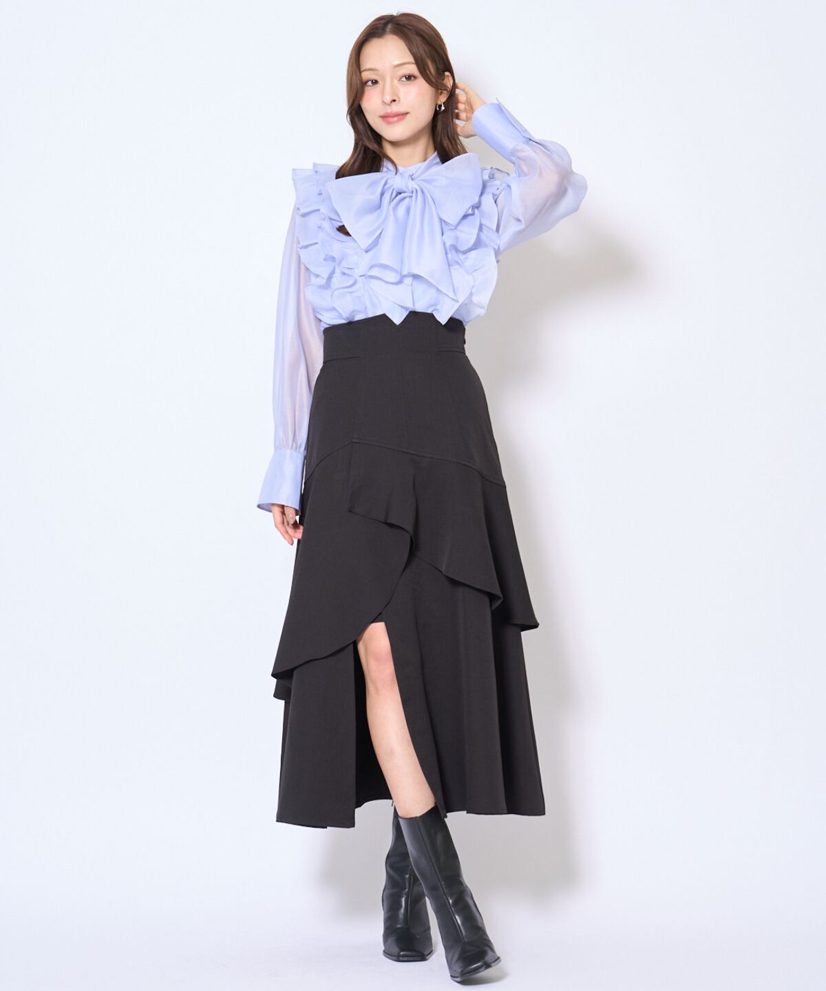 アンドクチュール「ボウタイフリルシアーブラウス」|シャツ・ブラウス|