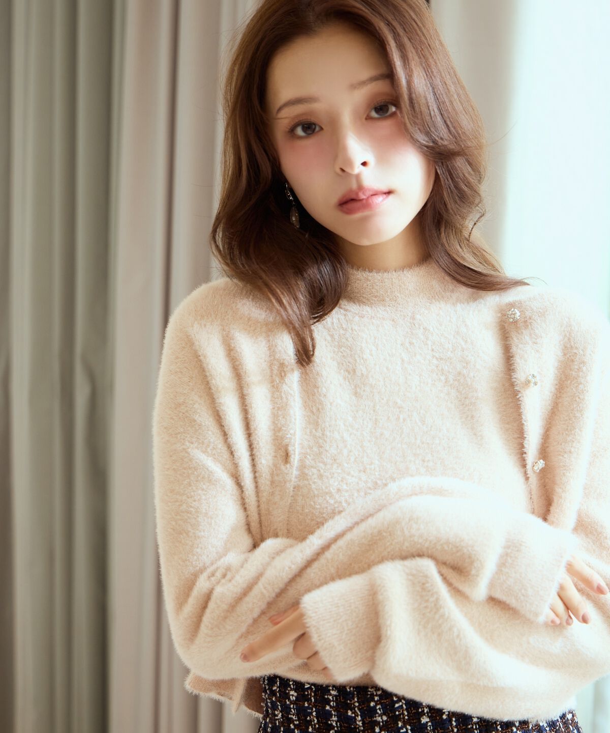 アンドクチュール「ラメフェザーニットアンサンブル」|カーディガン|