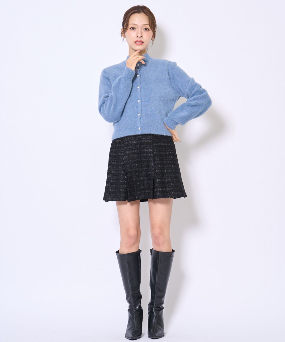 アンドクチュール「ラメフェザーニットアンサンブル」|カーディガン|