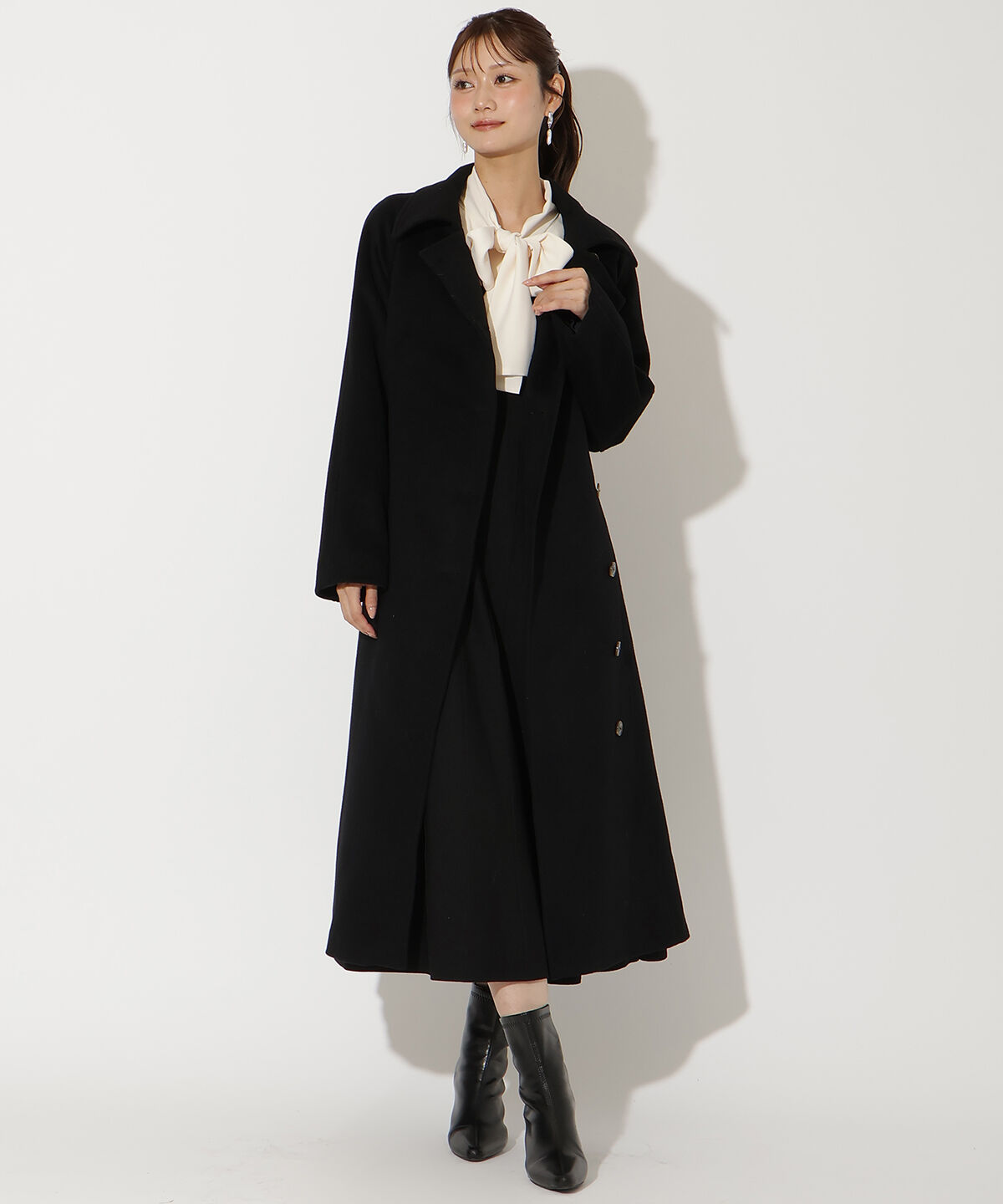アンドクチュール「ウールビーバーロングコート」|その他|ブラック