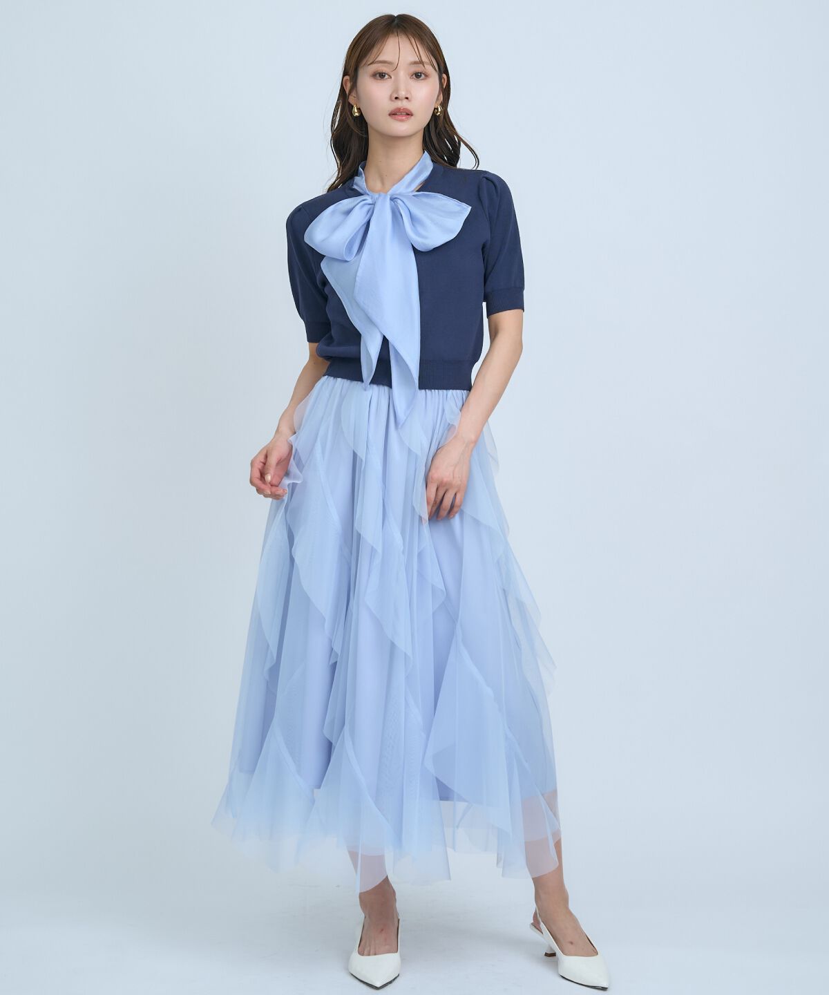 アンドクチュール「ラッフルフリルチュールスカート」|フレア|