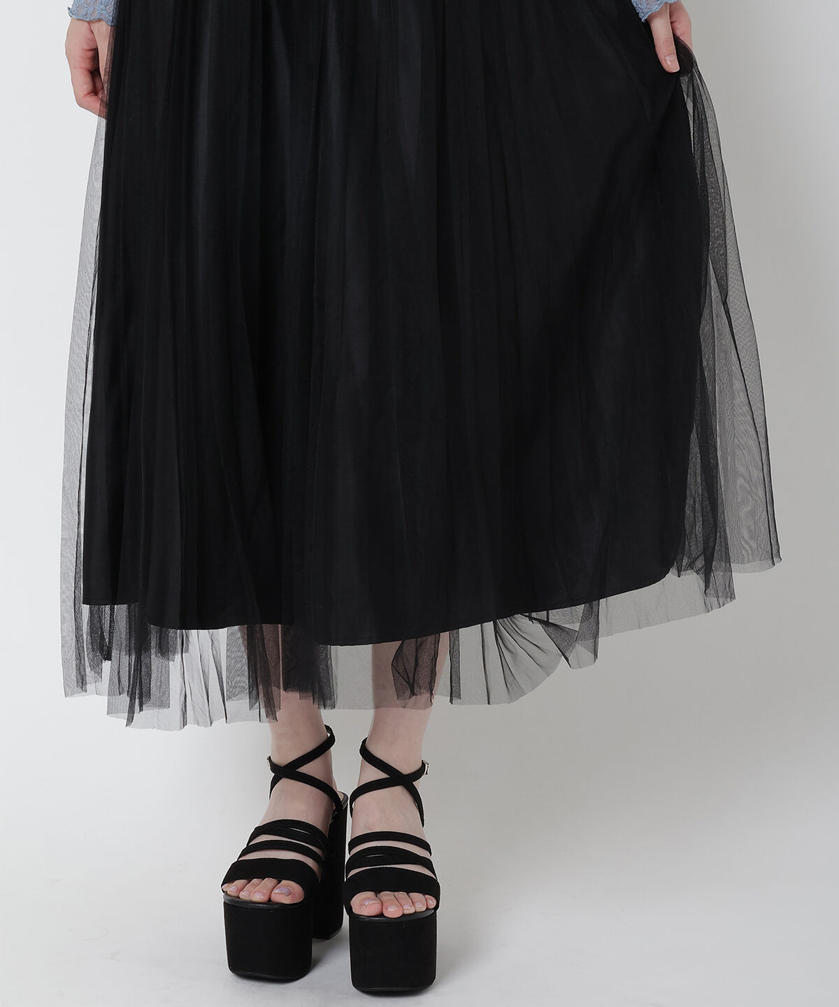 REDYAZEL「切り替えプリーツスカート」|フレア|