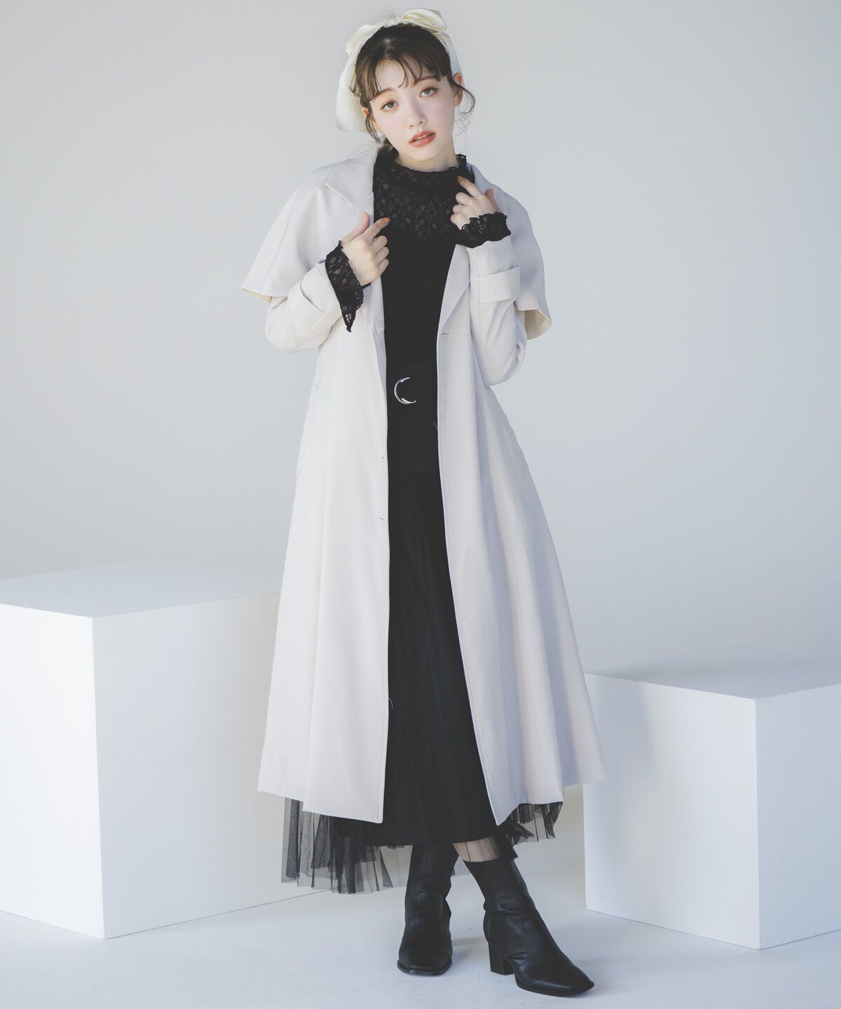 REDYAZEL「切り替えプリーツスカート」|フレア|