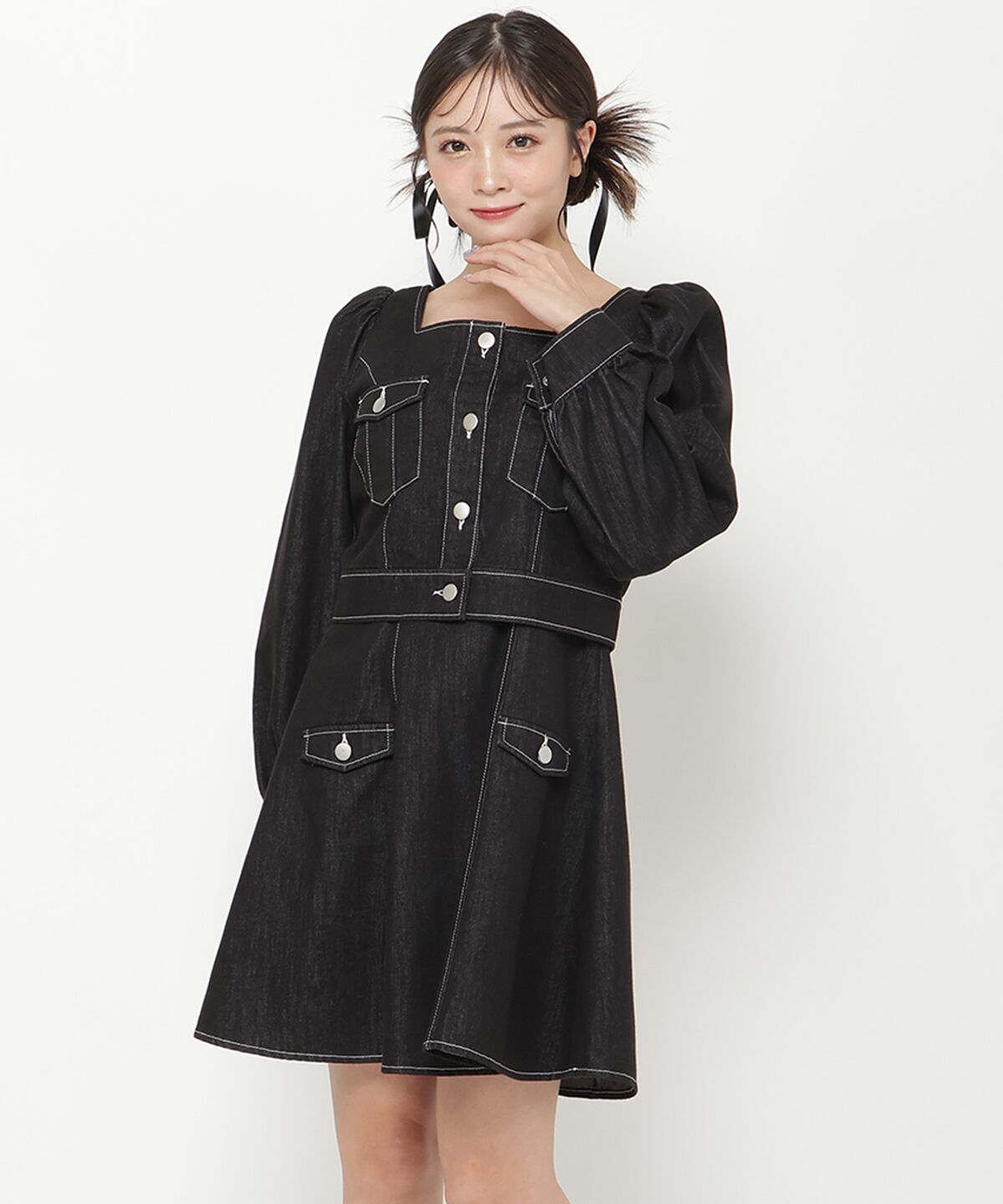 REDYAZEL「デニムジャケット＆ミニワンピセット」|ワンピース|ブラック