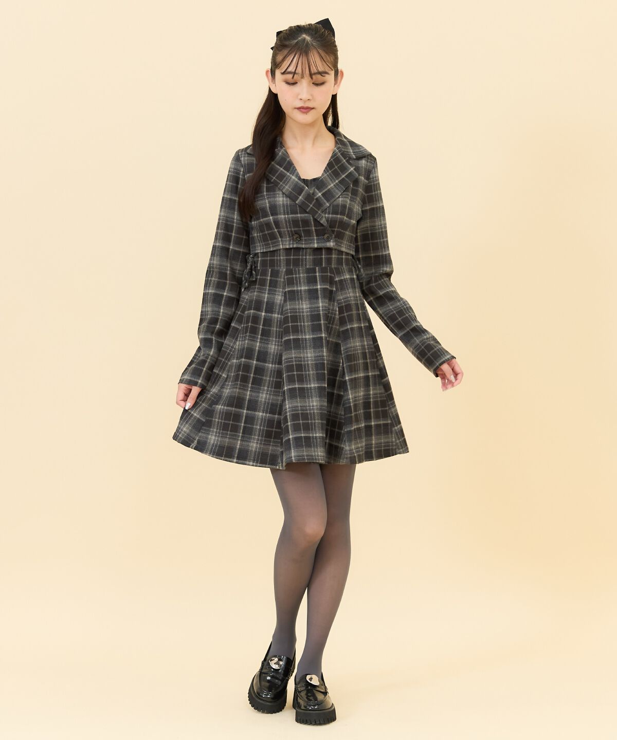 REDYAZEL「チェックショートダブルジャケット」|テーラードジャケット|