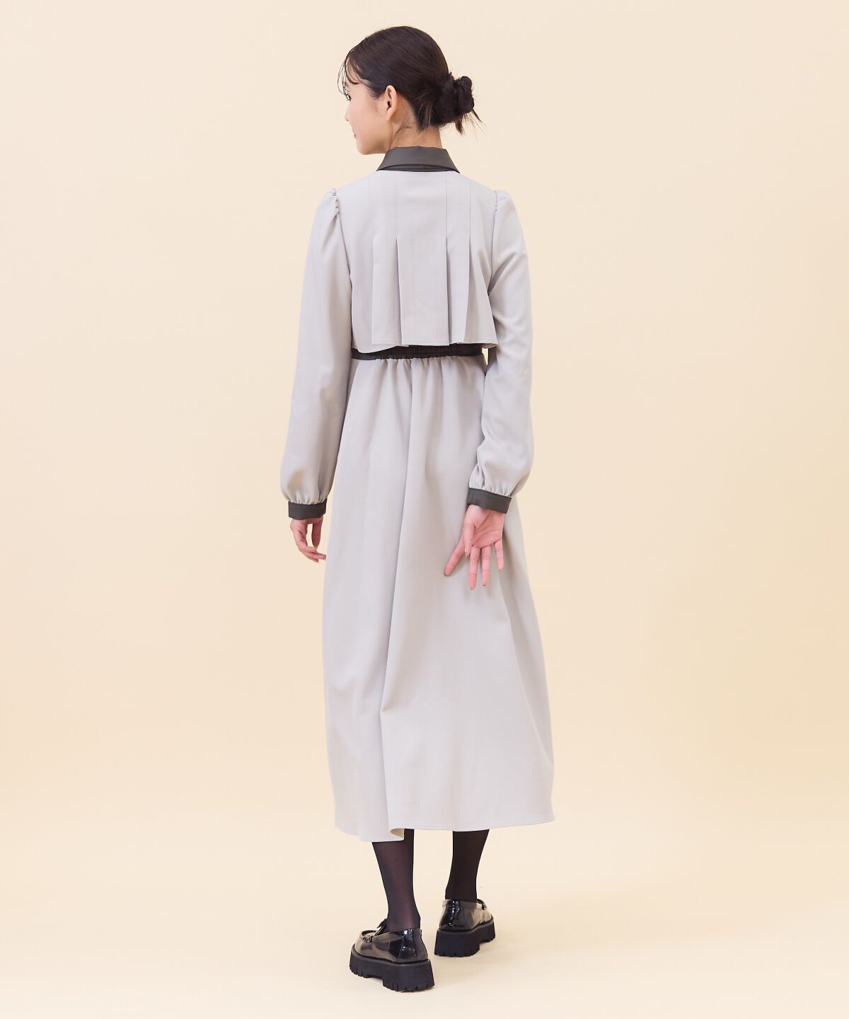 REDYAZEL「バイカラータックプリーツシャツワンピース」|ワンピース|