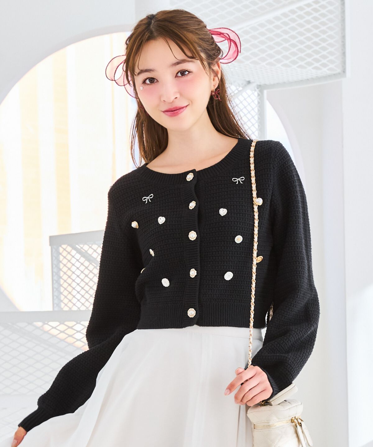 WILLSELECTION「シャイニービジューカーディガン」|カーディガン|