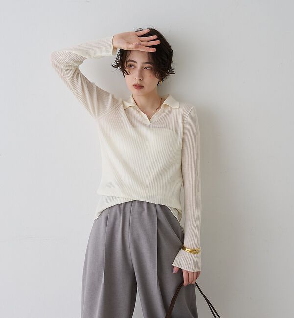 Rouge vif「防縮Wシアーポロリブニット」|ニット・セーター|