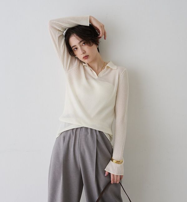 Rouge vif「防縮Wシアーポロリブニット」|ニット・セーター|