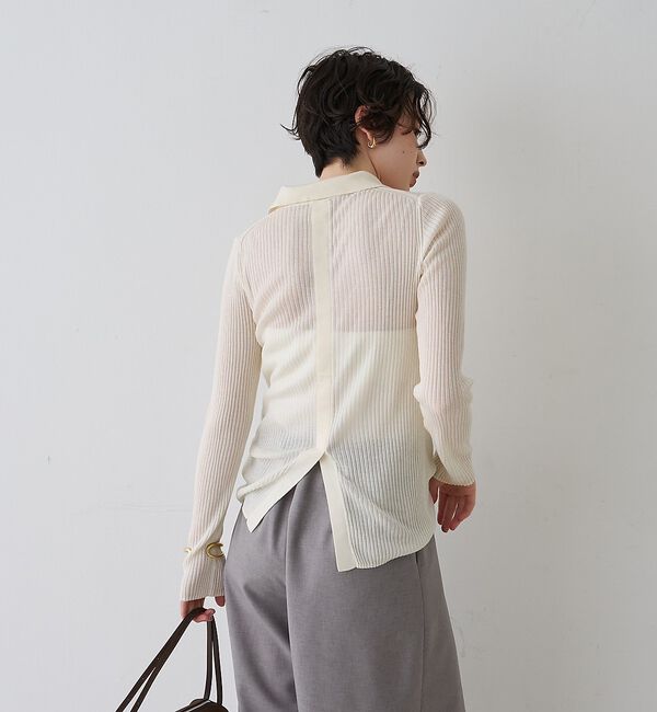 Rouge vif「防縮Wシアーポロリブニット」|ニット・セーター|