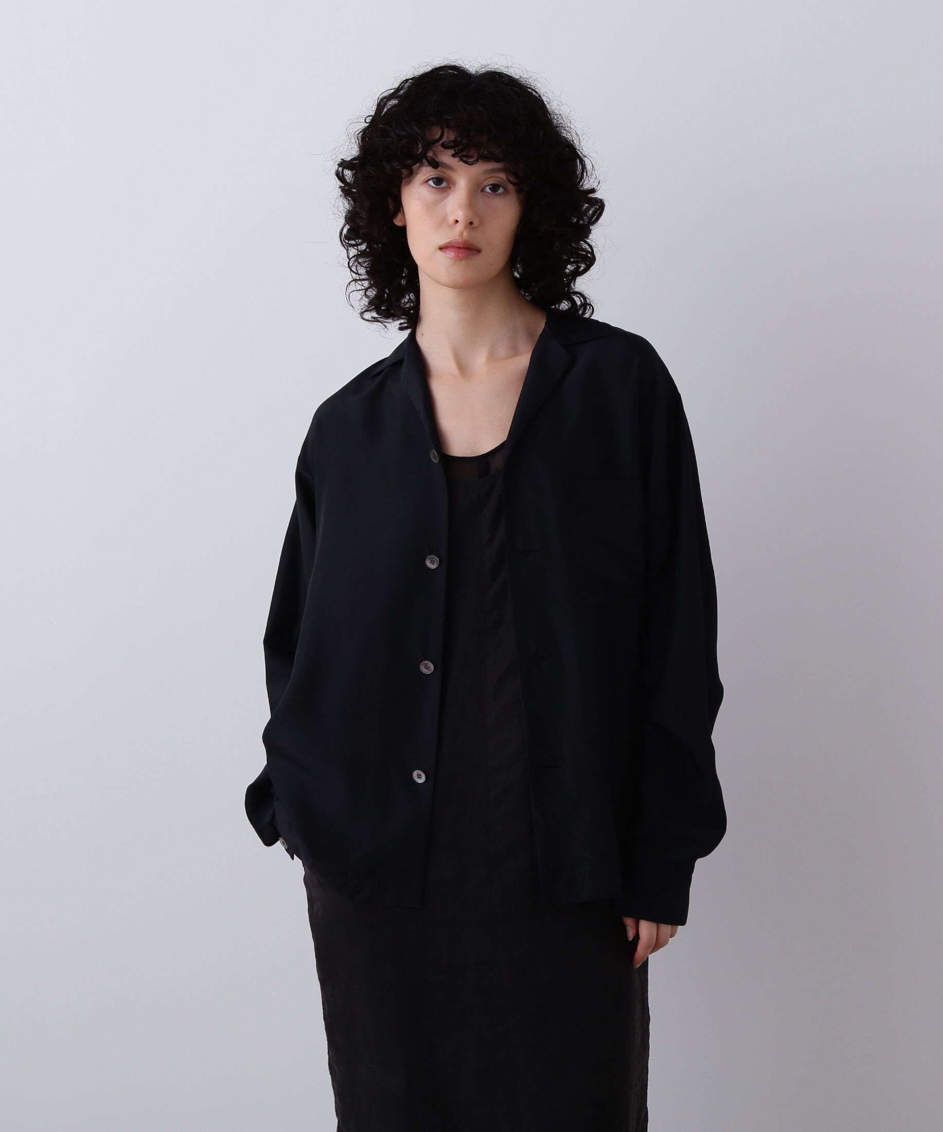 YLEVE 「YLEVE / SILK HABUTAE PAJAMA SHIRT」|シャツ・ブラウス|ブラック