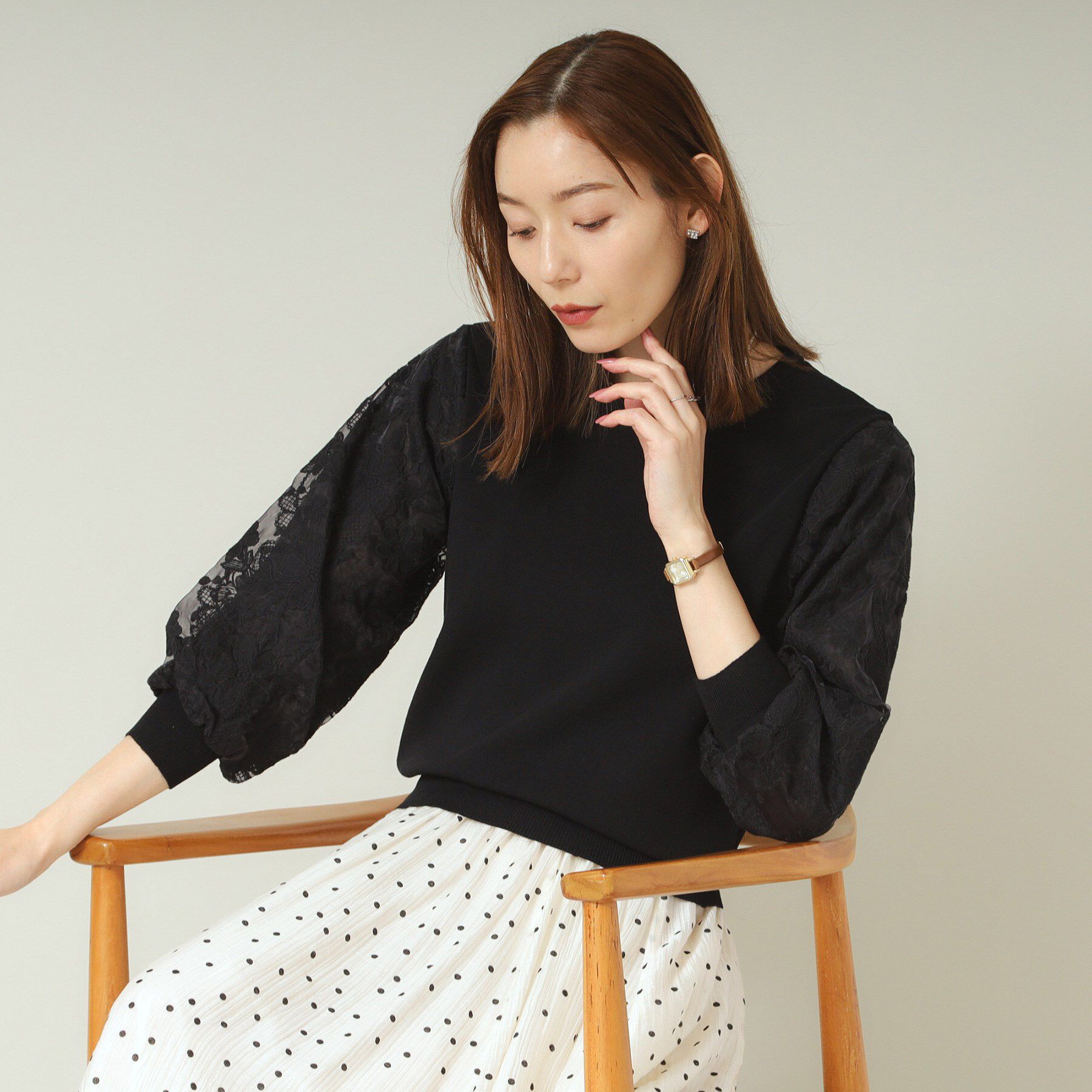 ITS&rsquo;DEMO「【通勤／手洗い可】袖レースニット」|ニット・セーター|