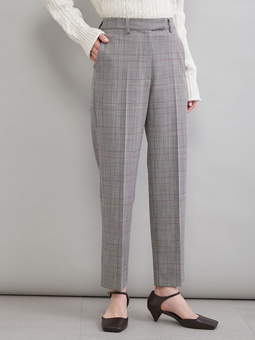 Mila Owen「後ろゴムテーパードチェックパンツ」|チノ|