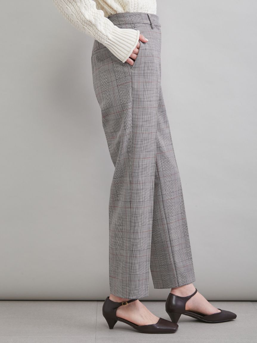 Mila Owen「後ろゴムテーパードチェックパンツ」|チノ|