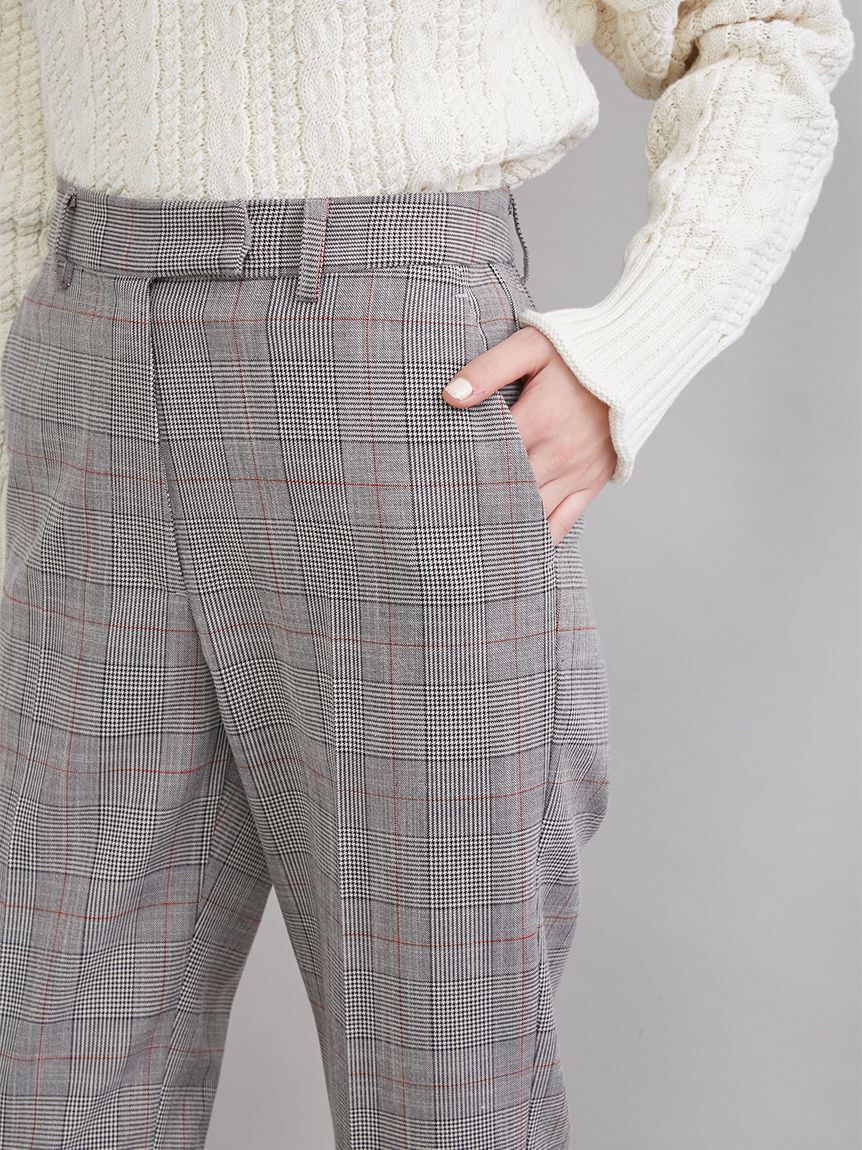 Mila Owen「後ろゴムテーパードチェックパンツ」|チノ|