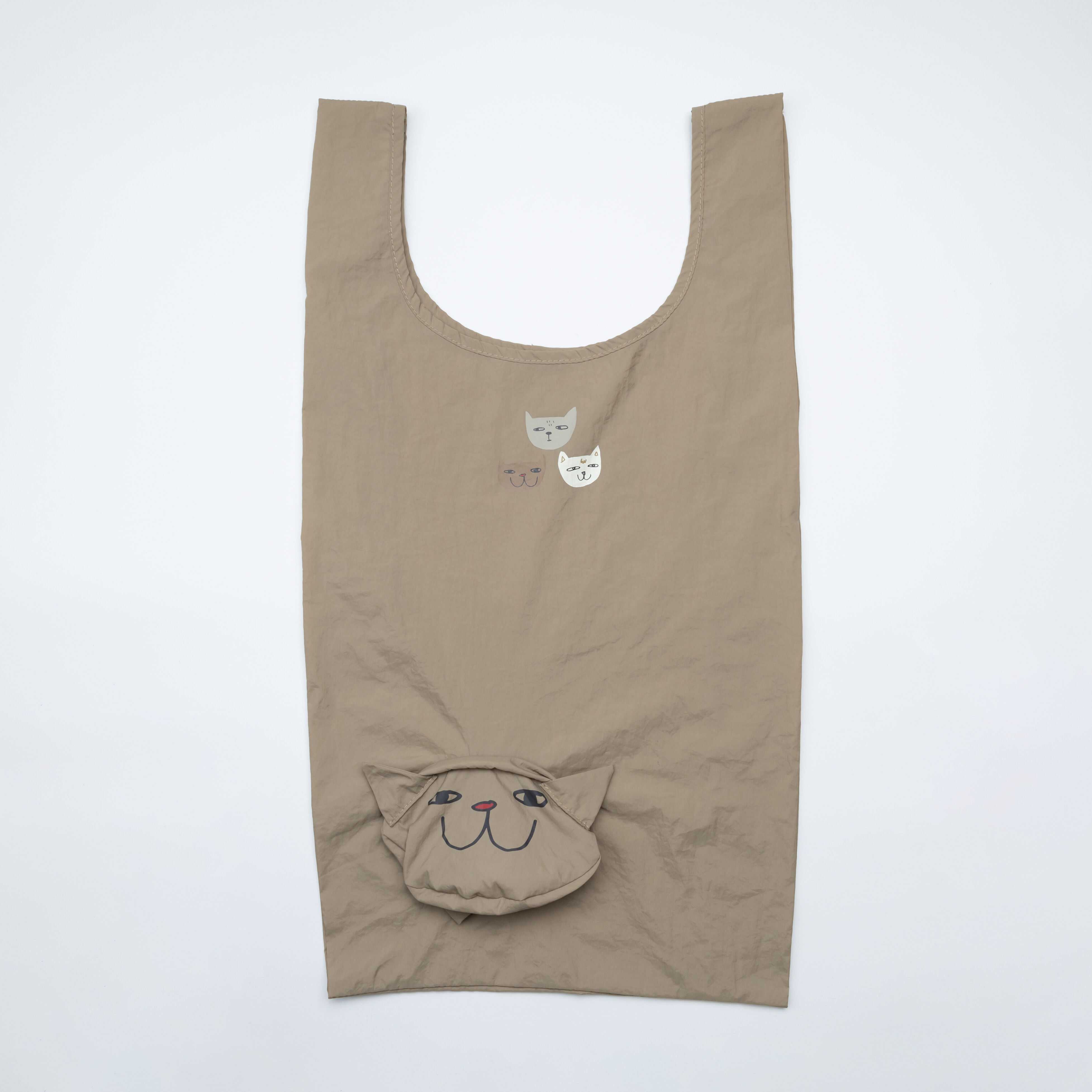  「THE THREE CATS フェイス巾着エコバッグ」|エコバッグ|BRN