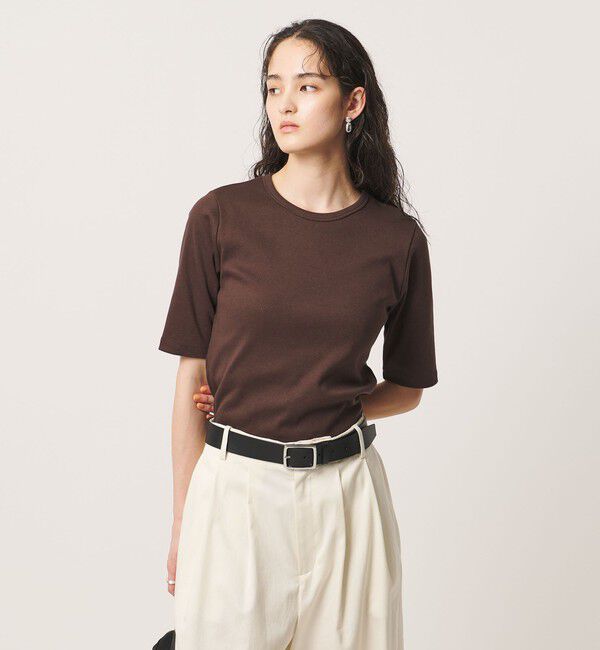 UNITED ARROWS「５分袖 コットン フライス Tシャツ」|Tシャツ・カットソー|DK.BROWN