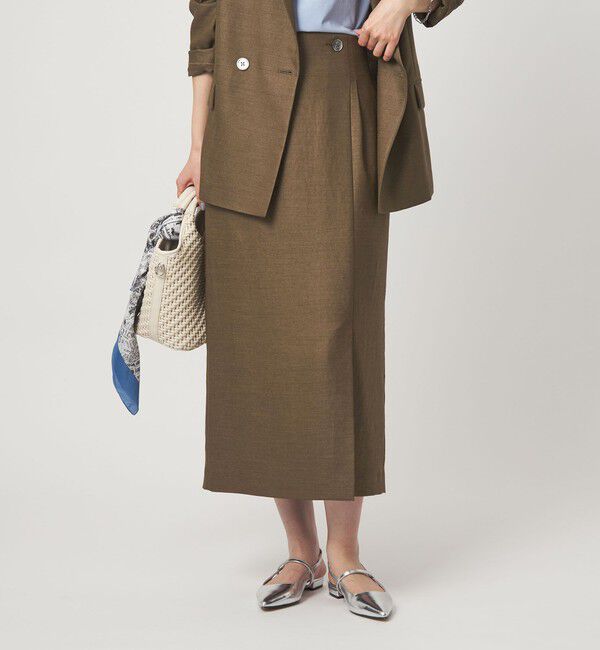 UNITED ARROWS green label relaxing「［size SHORTあり］リネンライク スリット タイト スカート」|タイト|