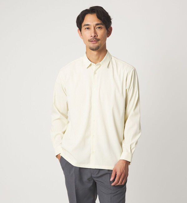 UNITED ARROWS green label relaxing「【WEB限定】JUST fit エアリー ストライプ シャツ」|シャツ・ブラウス|OFF WHITE