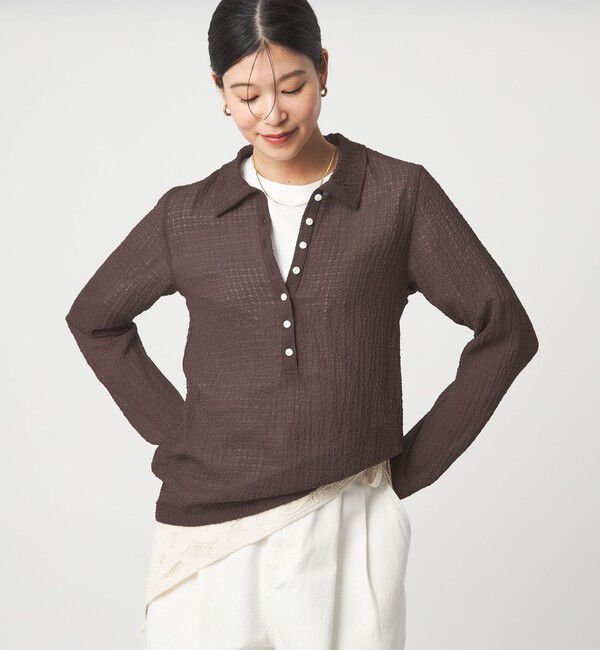 UNITED ARROWS green label relaxing「【WEB限定】＜at ease＞シアー サッカーライク エリツキ プルオーバー カットソー」|Tシャツ・カットソー|