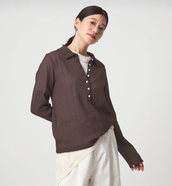 UNITED ARROWS green label relaxing「【WEB限定】＜at ease＞シアー サッカーライク エリツキ プルオーバー カットソー」|Tシャツ・カットソー|