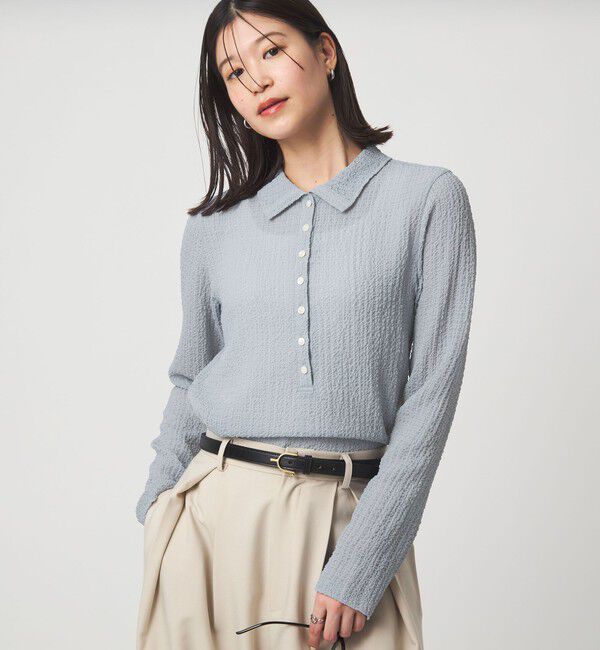 UNITED ARROWS green label relaxing「【WEB限定】＜at ease＞シアー サッカーライク エリツキ プルオーバー カットソー」|Tシャツ・カットソー|