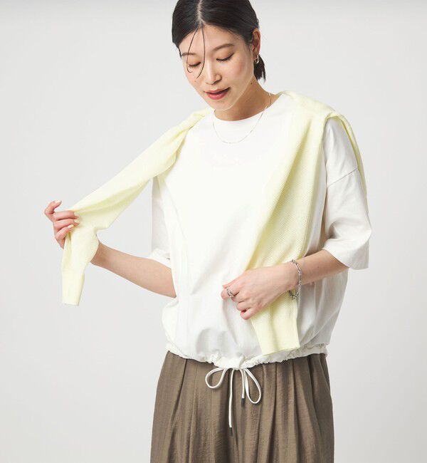 UNITED ARROWS green label relaxing「【WEB限定】＜at ease＞ドロスト カットソー 接触冷感 UVカット 遮熱」|Tシャツ・カットソー|WHITE
