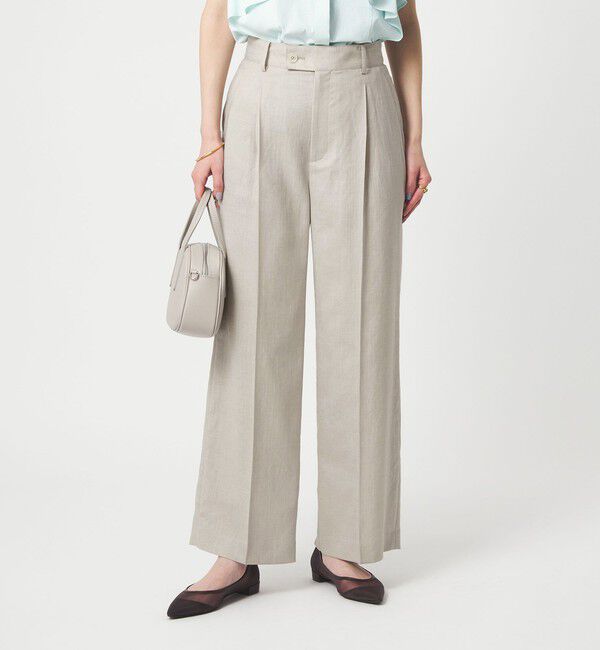 UNITED ARROWS green label relaxing「［size SHORT/TALLあり］ライト リネンライク ストレート パンツ UVカット 通気性」|スラックス|