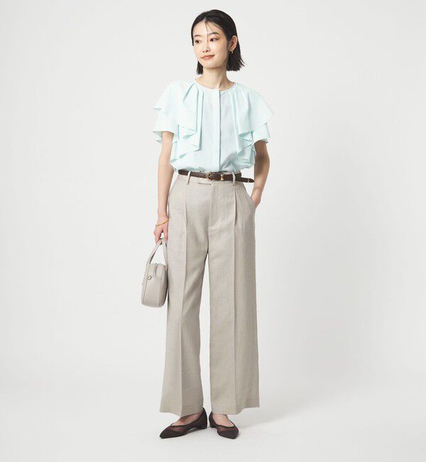UNITED ARROWS green label relaxing「［size SHORT/TALLあり］ライト リネンライク ストレート パンツ UVカット 通気性」|スラックス|