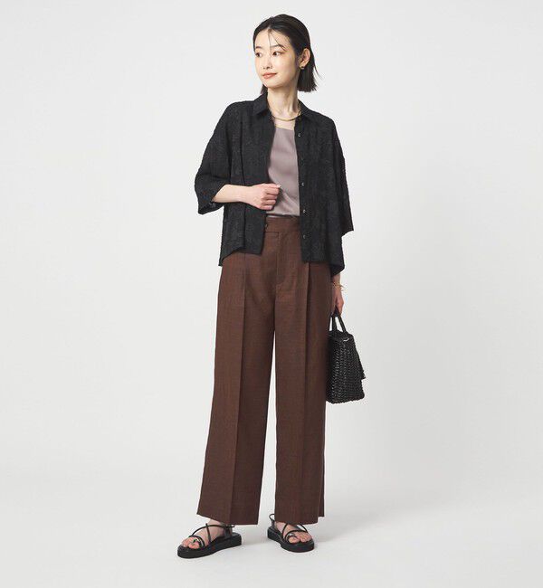 UNITED ARROWS green label relaxing「［size SHORT/TALLあり］ライト リネンライク ストレート パンツ UVカット 通気性」|スラックス|