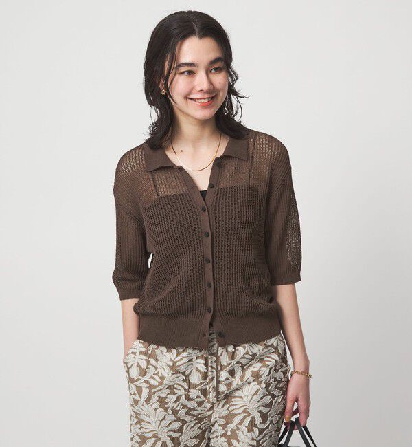 UNITED ARROWS green label relaxing「メッシュ ポロカーディガン ニット ウォッシャブル」|カーディガン|