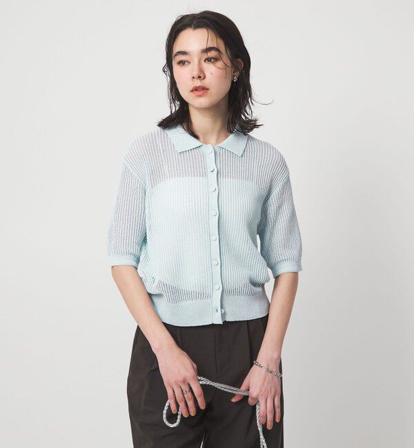 UNITED ARROWS green label relaxing「メッシュ ポロカーディガン ニット ウォッシャブル」|カーディガン|