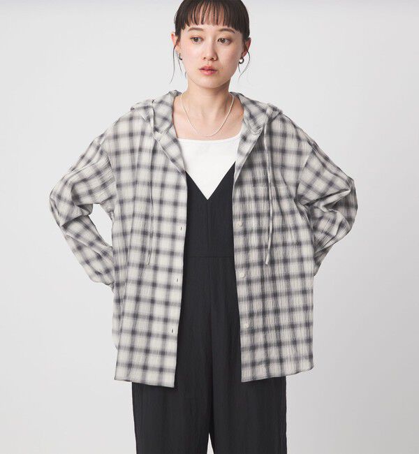 UNITED ARROWS green label relaxing「【WEB限定】＜at ease＞フード チェック シャツ」|シャツ・ブラウス|