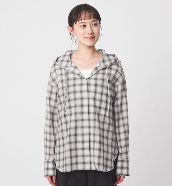 UNITED ARROWS green label relaxing「【WEB限定】＜at ease＞フード チェック シャツ」|シャツ・ブラウス|