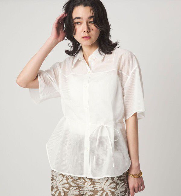 UNITED ARROWS green label relaxing「【結論シリーズ】リボンハイウエストシャツ［size SHORTあり］」|シャツ・ブラウス|