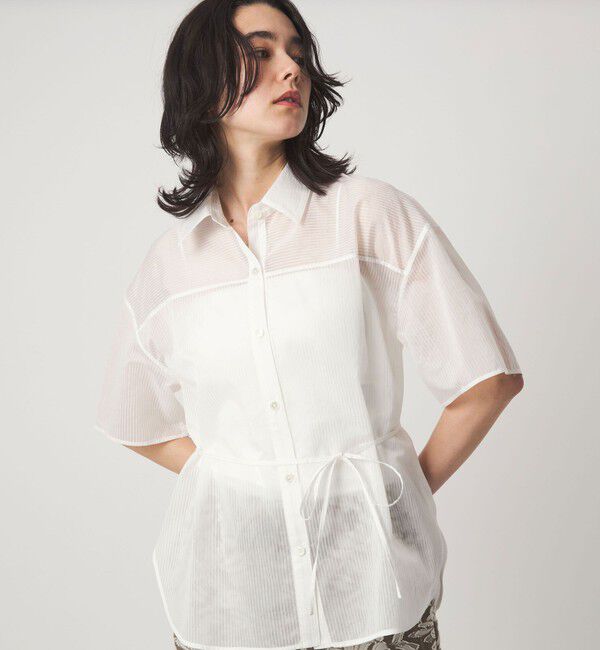 UNITED ARROWS green label relaxing「【結論シリーズ】リボンハイウエストシャツ［size SHORTあり］」|シャツ・ブラウス|