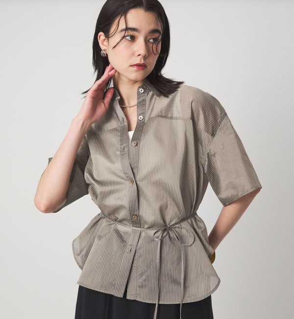 UNITED ARROWS green label relaxing「【結論シリーズ】リボンハイウエストシャツ［size SHORTあり］」|シャツ・ブラウス|MOCA