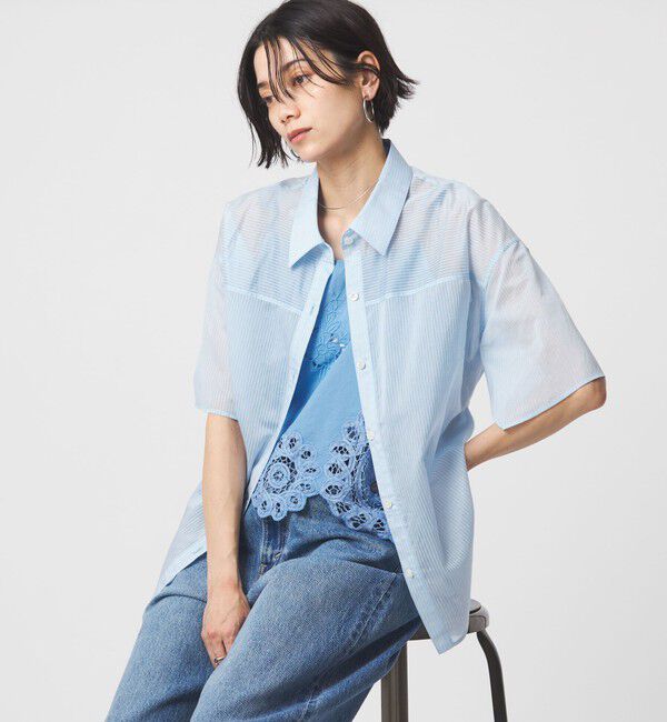 UNITED ARROWS green label relaxing「【結論シリーズ】リボンハイウエストシャツ［size SHORTあり］」|シャツ・ブラウス|