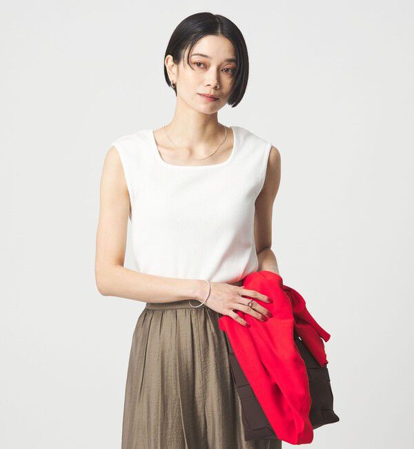 UNITED ARROWS green label relaxing「ブライトリブ デコルテ フレンチスリーブ プルオーバー カットソー」|Tシャツ・カットソー|