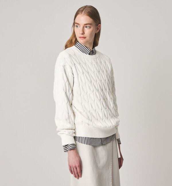 STEVEN ALAN「＜Steven Alan＞コットン ケーブル ニット」|ニット・セーター|OFF WHITE