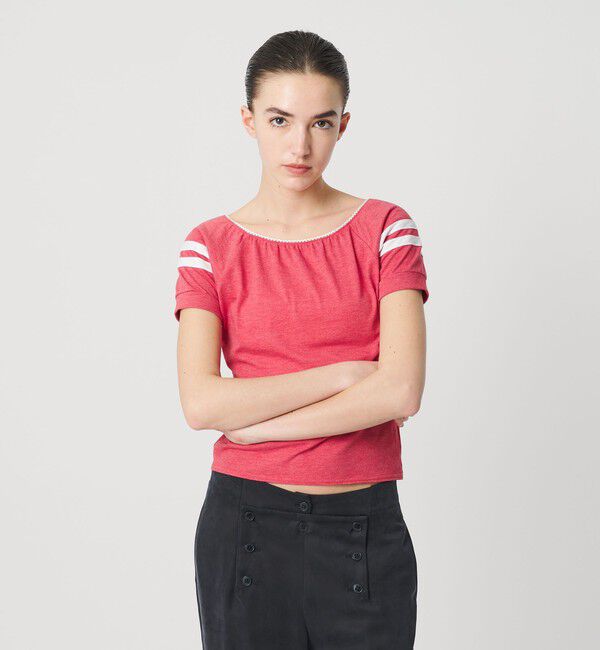 ATTISESSION「＜ATTISESSION＞ライン ショートスリーブ Tシャツ」|Tシャツ・カットソー|RED