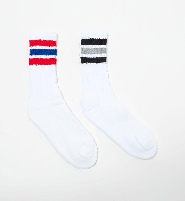 BEAUTY&YOUTH UNITED ARROWS「＜THE RAILROAD SOCK＞ラインソックス 2Pセット」|ソックス|RED