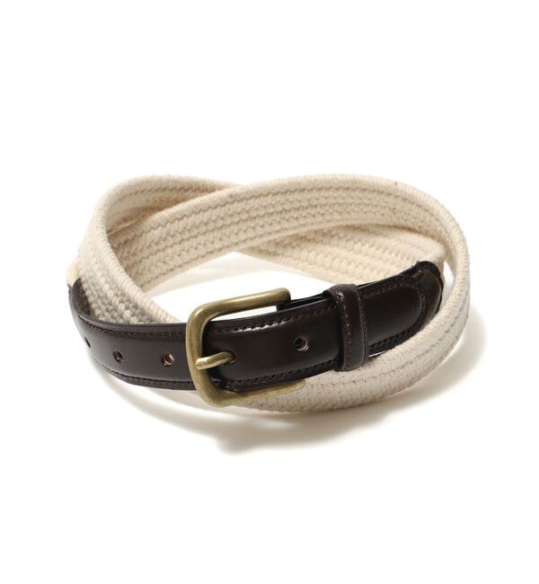 BEAMS PLUS「BEAMS PLUS / Leather Tab Cotton Belt」|ベルト|WHITE