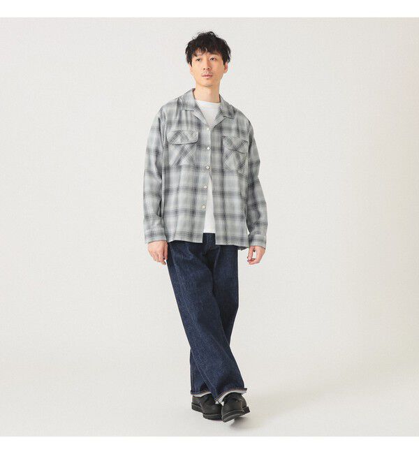 BEAMS「オンブレチェック オープンカラー シャツ」|シャツ・ブラウス|