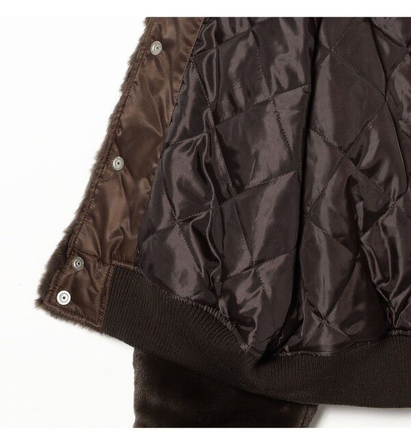 BEAMS「ワイドフィット フェイクファー バーシティ ジャケット」|ブルゾン・スタジャン|