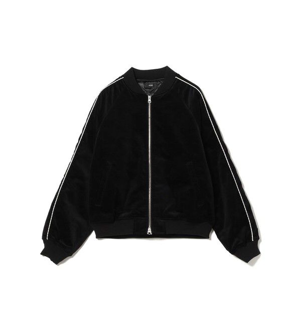 BEAMS「リラックスフィット ベロア スカジャン」|ブルゾン・スタジャン|BLACK