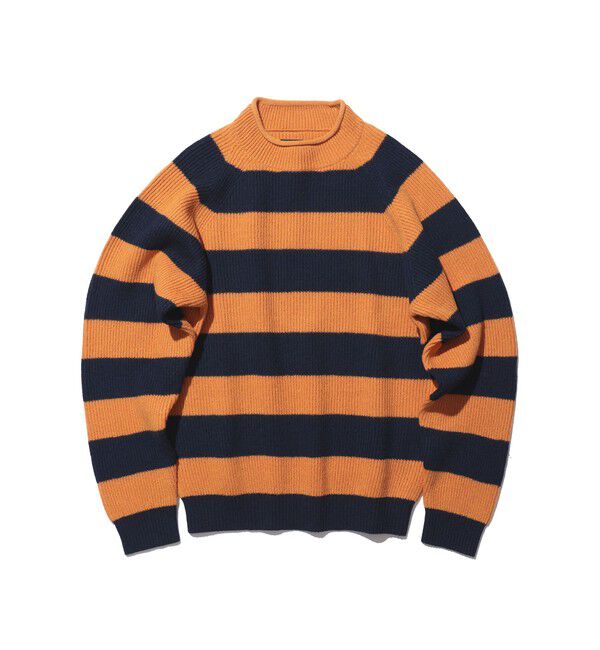 BEAMS PLUS「Hi-neck Rib Stitch Stripe」|ニット・セーター|ORANGE