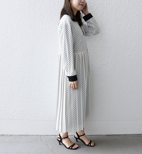 SHIPS any「SHIPS any:〈洗濯機可能〉ジョーゼット プリーツ バイカラー ワンピース」|ワンピース|