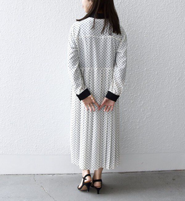 SHIPS any「SHIPS any:〈洗濯機可能〉ジョーゼット プリーツ バイカラー ワンピース」|ワンピース|