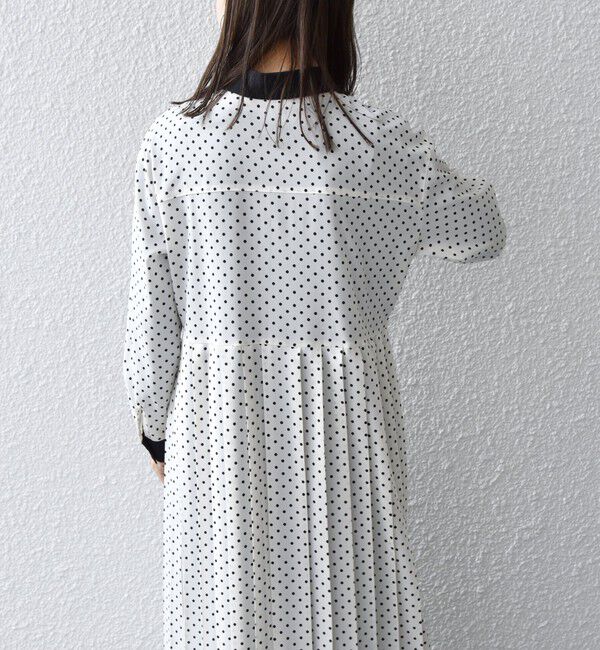 SHIPS any「SHIPS any:〈洗濯機可能〉ジョーゼット プリーツ バイカラー ワンピース」|ワンピース|